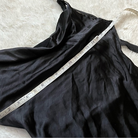 Motel Black Cowl Neck Satin Slip Mini Dress with Tie Back - Picture 11 of 12